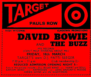 David Bowie in High Wycombe - March 1966 - advert from the Buck Free Press - enhanced for wycombegigs.co.uk by Paul Lewis