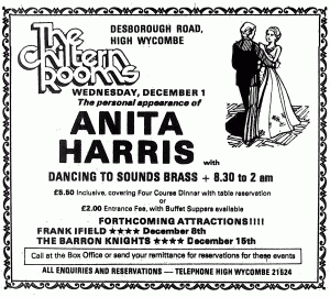 Anita Harris at The Chiltern Rooms - advert from The Bucks Free Press